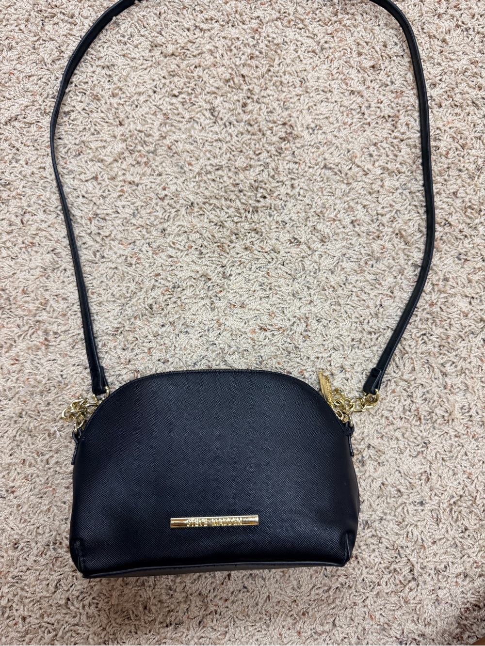 Steve Madden Black Crossbody Bag with Gold Chain Accents